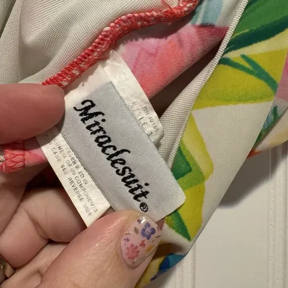 Miraclesuit Slimming Support Floral Tankini Top Underwire Size 10 - Picture 3 of 6